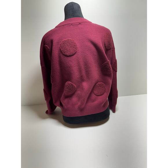 Tahari Sweater Burgundy Polka Dot Pullover Sweater Sz Large - Picture 3 of 11